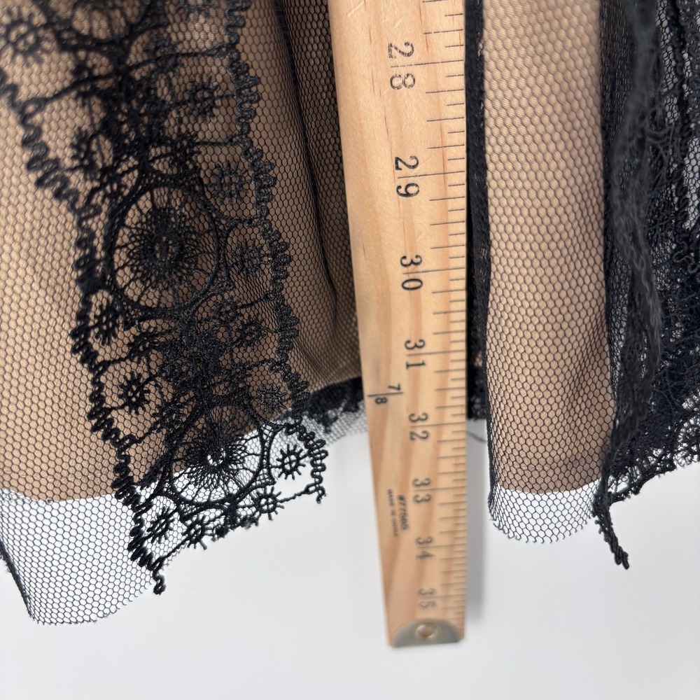 Free People Forever Lace Babydoll Mini Dress Women 2 Black Nude Crochet Boho - Picture 3 of 7